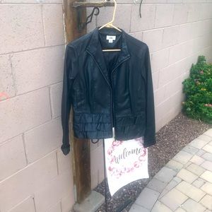 Vegan Ruffle Leather Jacket